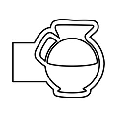 monochrome contour with glass jar of coffee and banner vector illustration