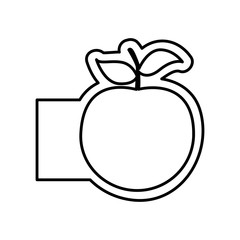 monochrome contour with apple fruit and banner vector illustration