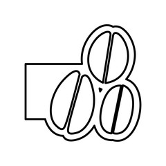 monochrome contour with coffee beans and banner vector illustration