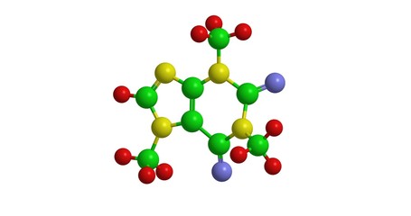 Molecular structure of Caffeine, 3D rendering
