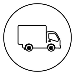 monochrome contour circular frame with truck icon vector illustration