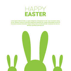 Rabbit Easter Holiday Bunny Symbols Greeting Card Vector Illustration