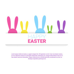 Fototapeta na wymiar Rabbit Easter Holiday Bunny Symbols Greeting Card Vector Illustration