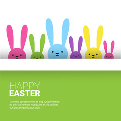 Rabbit Easter Holiday Bunny Symbols Greeting Card Vector Illustration