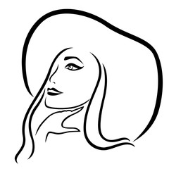 Dreamy cowboy girl in the wide-brimmed hat