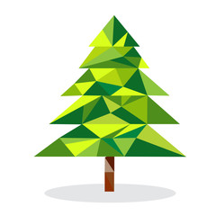 Green geometric tree formed by triangles, vector illustration