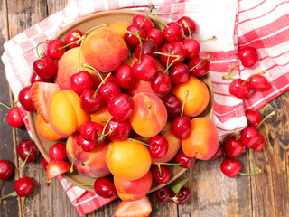 Fototapeta na wymiar cherry,apricot and peach