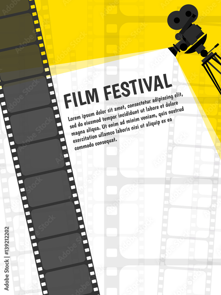 Wall mural cinema festival poster or flyer template for your design. vector