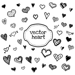 Vector hearts set. Hand drawn.
