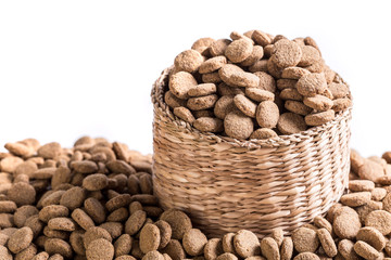 dry dog food isolated on white background