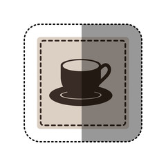sticker monochrome square with coffee cup vector illustration