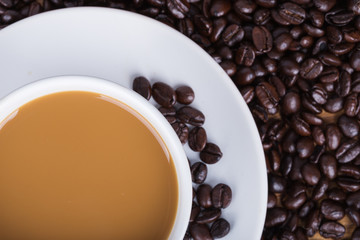 Coffee cup and beans