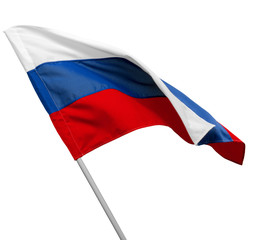 Russia flag waving on white background