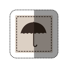 sticker monochrome square with umbrella vector illustration
