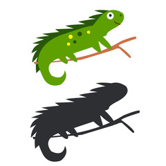 Iguana vector, iguana silhouette