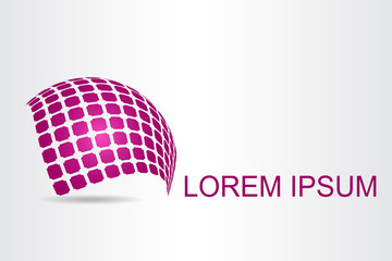 Logo stylized spherical surface with abstract shapes