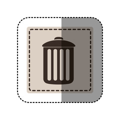 sticker monochrome square with trash container vector illustration