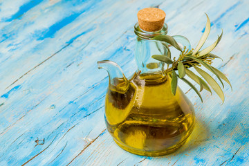 Extra virgin olive oil in glass jar