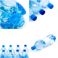 plastic bottles of water on white background