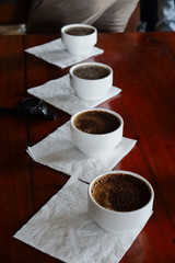 Coffee cupping for evaluate coffee aroma and the flavor profile of a coffee.
