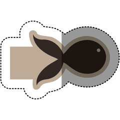 sticker monochrome emblem with fish icon vector illustration