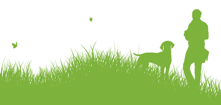 Fr&uuml;hling | Mann mit Hund