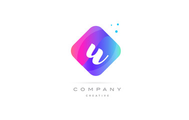 u pink blue rhombus abstract hand written company letter logo icon