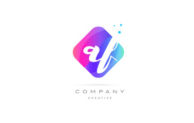 af a f  pink blue rhombus abstract hand written company letter logo icon