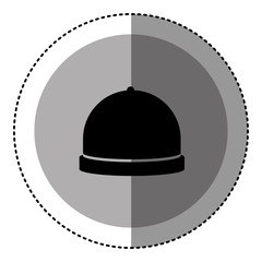 sticker monochrome circular emblem with cloche icon food vector illustration