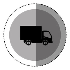 sticker monochrome circular emblem with truck icon vector illustration