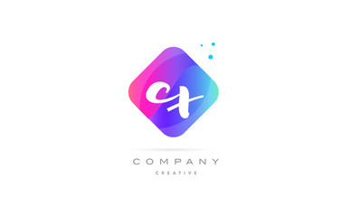 cx c x  pink blue rhombus abstract hand written company letter logo icon
