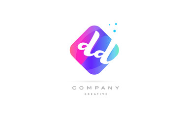 dd d d  pink blue rhombus abstract hand written company letter logo icon