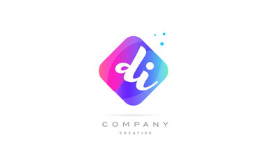 di d i  pink blue rhombus abstract hand written company letter logo icon