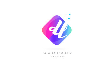 dl d l  pink blue rhombus abstract hand written company letter logo icon