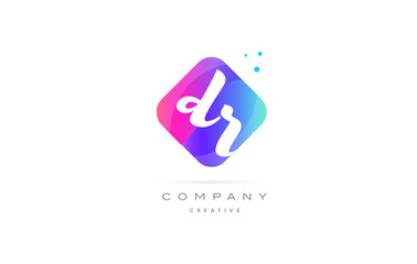 dr d r  pink blue rhombus abstract hand written company letter logo icon