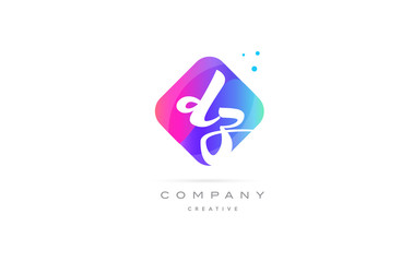 dz d z  pink blue rhombus abstract hand written company letter logo icon