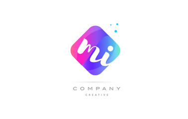 mi m i  pink blue rhombus abstract hand written company letter logo icon