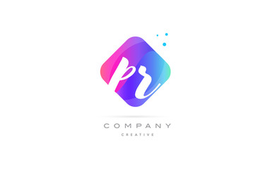 pr p r  pink blue rhombus abstract hand written company letter logo icon