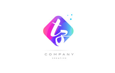 tz t z  pink blue rhombus abstract hand written company letter logo icon