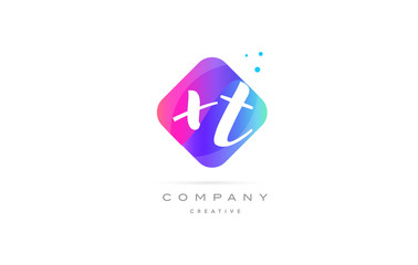 xt x t  pink blue rhombus abstract hand written company letter logo icon