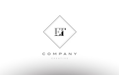 et e t  retro vintage black white alphabet letter logo