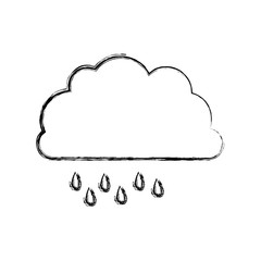 monochrome blurred contour of cloud with drizzle vector illustration