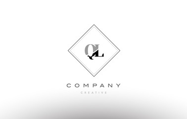 ql q l  retro vintage black white alphabet letter logo