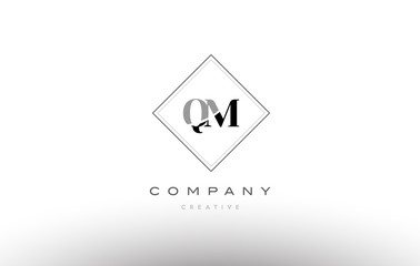 qm q m  retro vintage black white alphabet letter logo