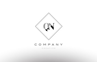 qn q n  retro vintage black white alphabet letter logo
