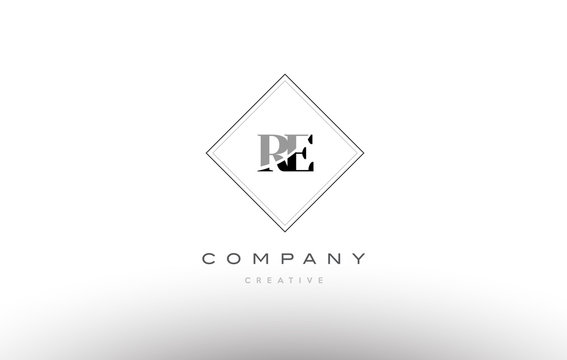 re r e  retro vintage black white alphabet letter logo