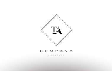 ta t a  retro vintage black white alphabet letter logo