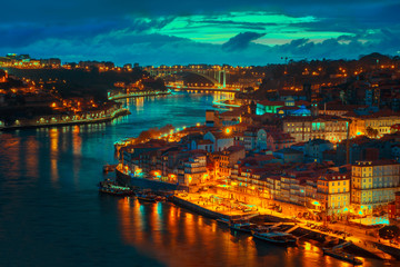 City view from Oporto by night