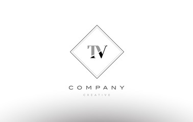 tv t v  retro vintage black white alphabet letter logo