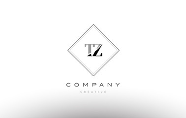 tz t z  retro vintage black white alphabet letter logo
